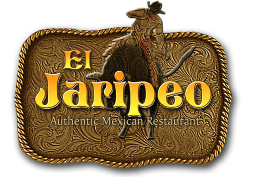 A logo with a decorative, leather-like texture. It features the text 