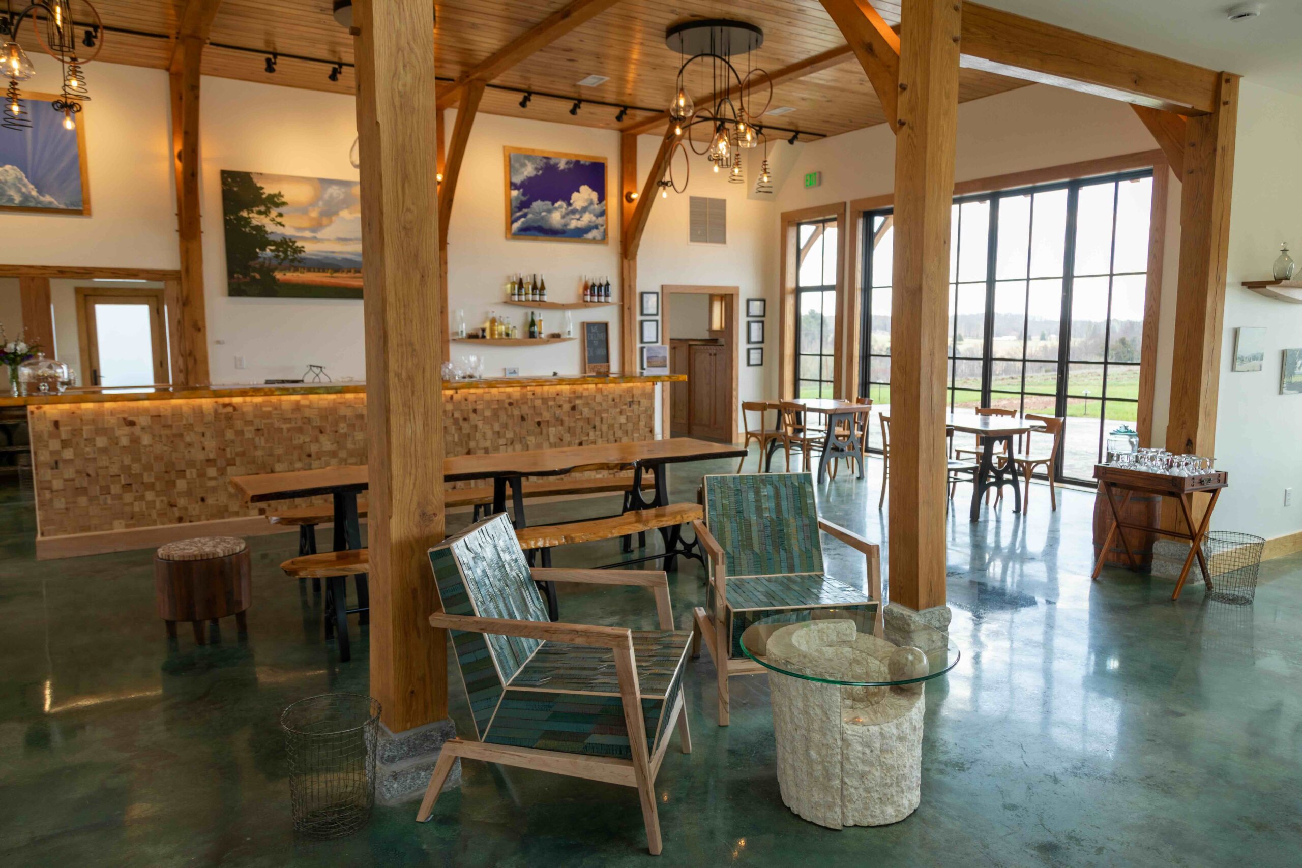 winery tasting room with wooden accents