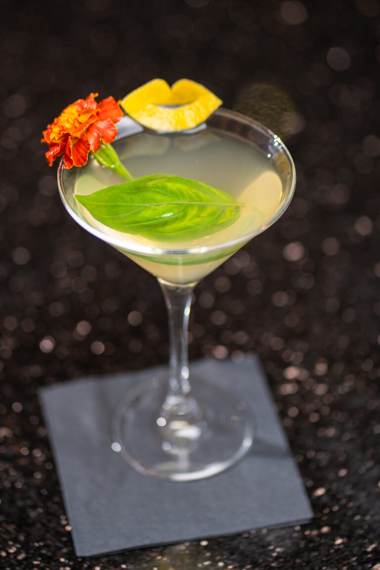 martini drip with lemon peel